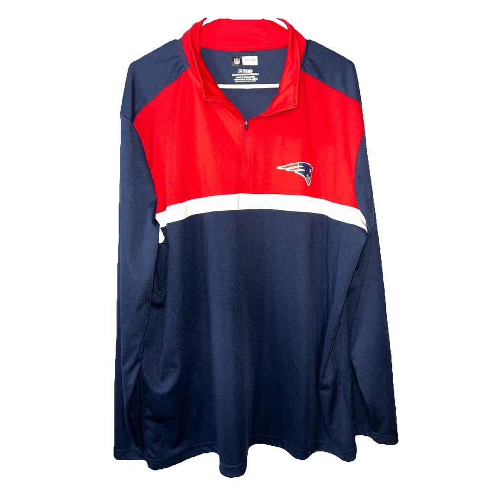 NFL New England Patriots Jacket 1/4 Zip Warm Up Track Pullover Size 2XL